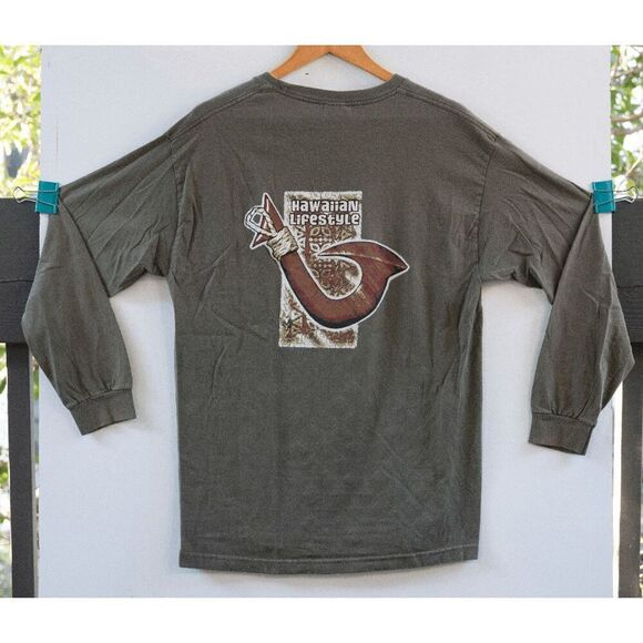 Hawaiian Lifestyle Men's Green Longsleeve T-Shirt Size L - Picture 1 of 6